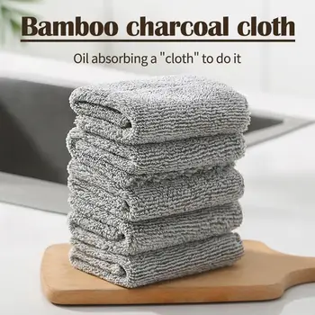1 adet Bambu Kömür Fiber Temizlik Bezi Paçavra Su Emme Yapışmaz Yağ Yıkama mutfak havlusu Ev temizlik bezi Araçları