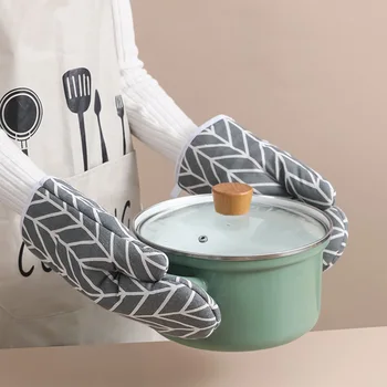 1 adet Mikrodalga Eldiven Potholder Bakeware Isıya Dayanıklı Yastıklı fırın eldivenleri Mutfak Cook Mitt Kalın Pamuklu fırın eldiveni Potholder