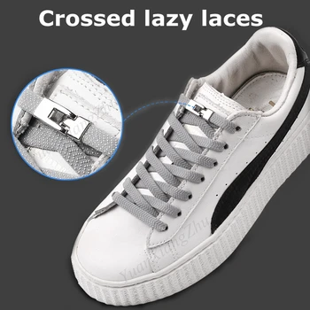 1 Saniye Hızlı Hiçbir Kravat Ayakabı Elastik Çapraz toka Ayakabı Çocuklar Yetişkin Unisex Sneakers Ayakkabı Bağı Tembel Danteller Dizeleri