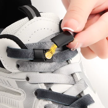 1 Çift Elastik Danteller Sneaker Basın Kilidi Hiçbir Kravat Gerekli Yetişkinler Çocuklar için 8MM Geniş Düz Gökkuşağı Kauçuk Ayakabı Kolay Slip-On ve Kapalı