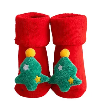 1 Çift Güzel Hiçbir Koku Sevimli Görünüm Noel Sonbahar Kış Kat Çorap Parti Favor Parti Yürümeye Başlayan Çorap Bebek Çorap