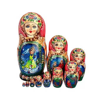 10 Adet Ahşap Rus Yerleştirme Bebekler Matruşka El Sanatları El Yapımı Montessori Eğitici çocuk için oyuncak Erkek Kız