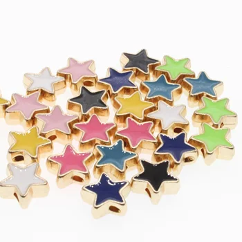 10 Adet Emaye Yıldız halka boncuk Altın Pentagram Çinko Alaşım Boncuk Takı Yapımı İçin dıy bilezikler Kolye Aksesuarları 10mm
