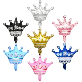 10 adet Mini Taç Folyo Balonlar Prenses Prens Mavi Pembe Siyah Altın Hava Balon Düğün Doğum Günü Partisi Süslemeleri çocuk duşu