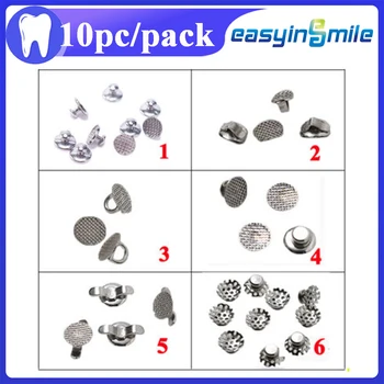 10 adet / paket Easyinsmile Diş Dilli Düğmeler Ortodontik Toka Bondable MİM Yuvarlak Örgü Taban Kelepçe Kanca İle Parantez İçin