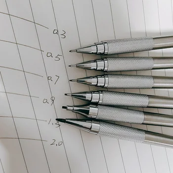 10 adet / takım 0.5 0.7 0.9 1.3 2.0 mm Mekanik kurşun kalem seti Tam Metal Sanat Çizim Boyama Otomatik Kalem Uçları ile Ofis Okul