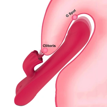 10 Hızları Güçlü Yapay Penis Vibratör Kadın Otomatik Teleskopik Klitoris Stimülatörü Dil Yalama Masajı Seks Oyuncak Kadınlar için