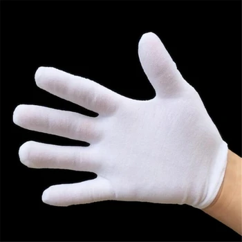 12 Çift / paket Ev Toz temizlik eldiveni Erkekler Kadınlar Unisex Eldiven Beyaz pamuklu eldivenler Tam Parmak Eller Koruyucu