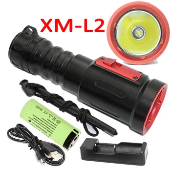1200LM 10 W LED Dalış El Feneri XM-L2 LED Lamba Fener Projektör Sualtı Su Geçirmez Torch + 26650 Pil + Şarj Cihazı