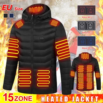 15 Alanlar ısıtmalı Ceket Erkekler Kadınlar İçin Kış Açık ayarlanabilir ısıtma ceket USB Powered Termal Ceket Kayak Kamp İçin AB Boyutu