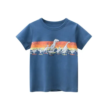 2-8T Dinozor Erkek T Shirt Yürümeye Başlayan Çocuk Giysileri Yaz Bebek Üst Kısa kollu Pamuklu Tişört Moda Gevşek Çocuk Tee Kıyafetler