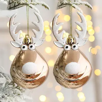 2 adet Elk Noel Topları Süsler Noel Ağacı Asılı Biblo Kolye Noel Süslemeleri Ev için Yeni Yıl Partisi Navidad 2022