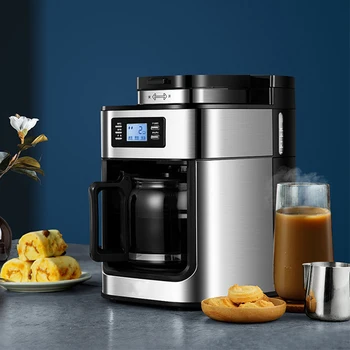 2 İn1 Damla Kahve Makinesi Otomatik Kahve Makinesi dijital ekran Değirmeni Taze Çekilmiş Amerikan Espresso Çay Süt