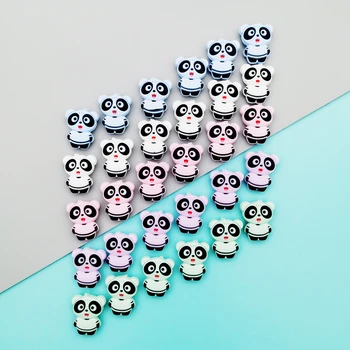 20 * 25mm 10 adet / grup Bebek Panda Silikon Boncuk Bebek Diş Çıkarma Emzik Zincirleri Kolye Aksesuarları Güvenli Hemşirelik Çiğneme Kawaii Hediyeler