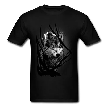 2018 T Gömlek Erkekler Kurt Karanlık T-shirt Pamuklu Bez sıfır yaka bluzlar Hayvan Sanat Boyama Kısa Kollu Aile Yetişkin Tshirt
