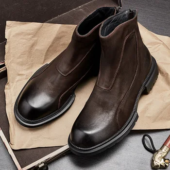 2021ss Moda Hakiki Deri Chelsea Çizmeler İngiliz Tarzı günlük çizmeler Streetwear erkek ayakkabısı gündelik erkek ayakkabısı kadın ayakkabısı