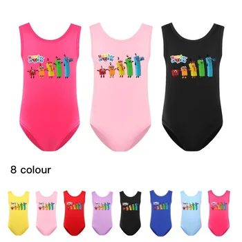 2022 Yaz Bebek Kız Mayo Çocuklar Tek Parça Mayo Genç Kız Numarası Blokları Giysileri Çocuk Sevimli Spor Plaj Kıyafeti Banyo Takım Elbise
