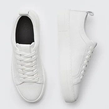 2023 Marka Tasarım Hakiki Deri Kadın Ayakkabı İlkbahar Sonbahar Kalın Taban Ayakkabı Kadın İnek Derisi Rahat Vulkanize Saf beyaz ayakkabı