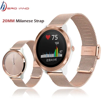 20mm Paslanmaz çelik Milanese Watchband Garmin Vivoactive 3 için Vivomove SAAT saat kayışı Kayışı Garmin Öncüsü 245 için 245 M/645