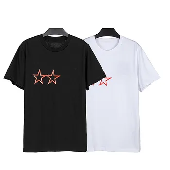 23SS Melekler Harfler Logo Kısa Kollu T Gömlek yıldız beş köşeli yıldız Baskı Moda Rahat Kısa Kollu Tee Gömlek Tops