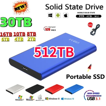 256TB Taşınabilir SSD Yüksek hızlı 128TB 500GB 1TB harici sabit disk 2TB 4TB 8TB USB3.1 sabit disk depolama aygıtı Masaüstü Laptop için