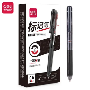 3 Adet DELİ SA158 Çift Renk Nötr Kalem 0.5 mm Jel Kalem Siyah Kırmızı Mürekkep Malzemeleri Okul Ofis Kırtasiye