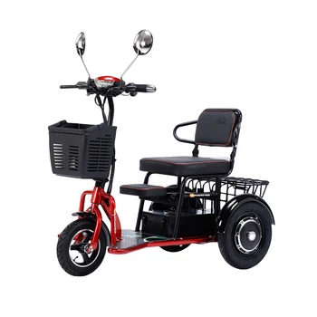 350 w Arkadan Çekişli Elektrikli Üç Tekerlekli Bisiklet Yaşlı Yetişkinler Ulaşım Araçları Katlanabilir Otomatik Çekçek