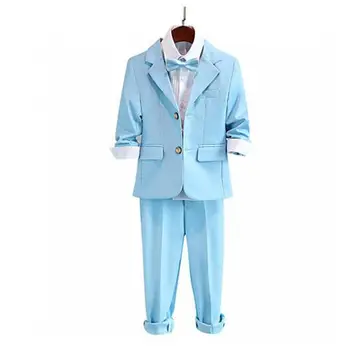 4-16Y Çocuk Blazer Takım Elbise Bahar Sonbahar Erkek Uzun Kollu Ceket + Pantolon + Gömlek 3 adet Setleri Ince Elbise Çocuklar Kıyafetler Hw116