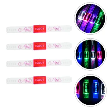 4 Adet Glow Oyuncaklar Glitter Bileklik Parmak Bilezik Aydınlık Bileklikler yılbaşı Hediyeleri led ışık Plastik Konser