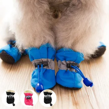 4 adet / takım Pet Köpek ayakkabı Su Geçirmez chihuahua kaymaz çizmeler zapatos para perro yavru kedi çorap botas sapato para cachorro