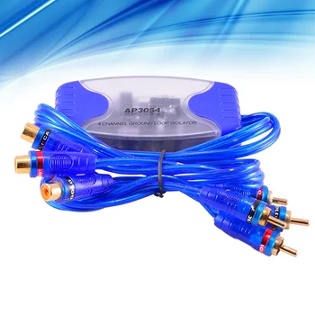 4 Kanal RCA Zemin Loop İzolatör Hattı Ses Eliminator Kaldırmak Gürültü Filtresi Hattı Gürültü Eliminator 50 W (Mavi)
