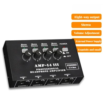 4 Kanallı AMP-14 kulaklık amplifikatörü Mono/Stereo Ses SetStereo Kulaklık Amp RCA/6.35 mm / 3.5 mm Giriş Ses Kontrolü