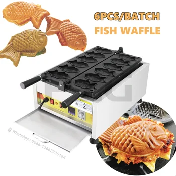 6 Adet Gevrek Tatlı Japon sokak yemeği Balık Taiyaki Waffle makinesi Makinesi 110V 220V Elektrikli Kore balık Kek Makinesi