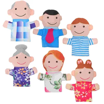 6 Adet Peluş Şekil Oyuncaklar Aile El Kukla Kuklalar Suite Toddlers Bez Çocuklar Çalışma