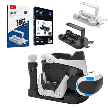 6 İn 1 şarj standı için PS5 Dualsense Denetleyici VR Hareket Kolu Depolama Ekran Tutucu Dock PS5 VR Ana Kask Şarj Cihazı