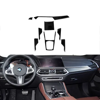 8 adet Gerçek Kuru Karbon Fiber Araba İç Merkezi Konsol Kapak İç Kitleri İçin BMW X6 G06 2020up