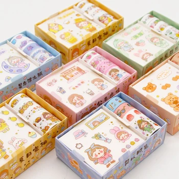 8 Adet / takım Kawaii Karikatür Washi Bant Seti Dekorasyon DIY Karalama Defteri Sticker El Hesabı Maskeleme Bandı Okul Kırtasiye Malzemeleri