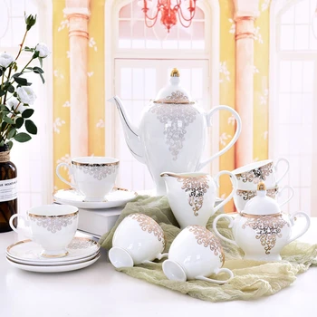Altın Kakma Kemik çin çay seti Avrupa Porselen Çay Seti cezve Kreması şekerlik Demlik Kahve Fincanı çay bardağı Coffeeware