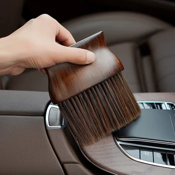 Araba hava çıkış temizleme fırçası araba yıkama iç temizleme aracı katı ahşap fırça araba toz giderme artefakt yumuşak fırça
