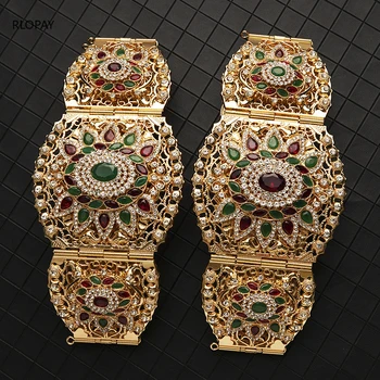Arapça Moda Bel Kemerleri Kadınlar için Metal Takı Zincirleri Altın Renk Lüks Gelin Bel Zinciri suni elmas zincir Kemerler Elbise
