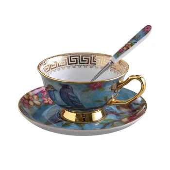 Avrupa Kemik porselen kahve fincanı seramik fincan Seti İz Altın Yaratıcı Ev Kahve Fincanı porselen yemek seti Öğleden Sonra çay bardağı