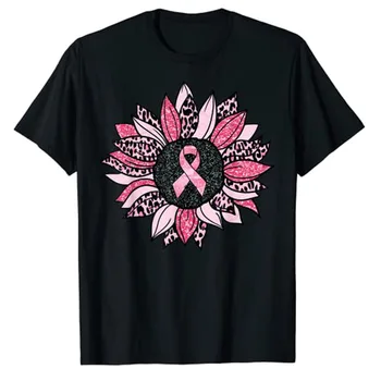 Ayçiçeği Pembe Meme Kanseri Bilinçlendirme Kadın Savaşçı T-Shirt grafikli tişört Kadınlar için