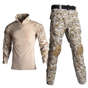 Açık Airsoft Paintball Giyim kamuflajlı pantolon Askeri Çekim Üniforma Taktik Savaş Gömlek Kargo Dirsek Diz Pedleri Takım Elbise