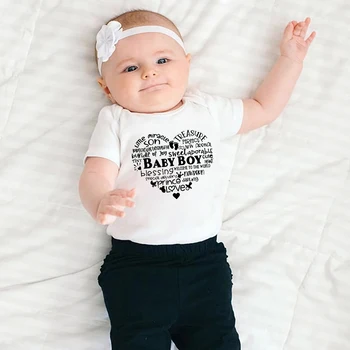 AŞK Baskı Erkek Bebek Bodysuit Yaratıcı Moda Yeni Yenidoğan Giysileri Kısa Kollu Yaz Ropa De Bebe Sıcak Satış Pamuk Bebek Kıyafet