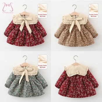 Bebek Kız Elbise Bahar Sıcak Cashroom Çiçek Uzun Kollu Toddler Çocuk Giysileri 0 İla 3 Yaşında Çocuklar Kostüm