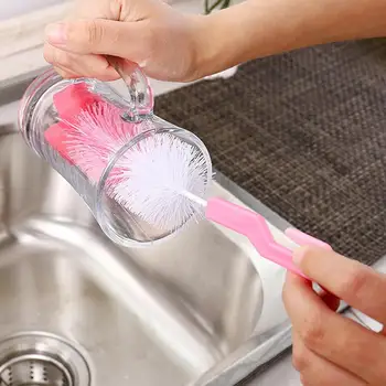 Bebek Meme Süt Şişesi Fırçalar Sünger Plastik Temizleme Seti 360 Derece Sünger Temizleyici + Emzik Fırça