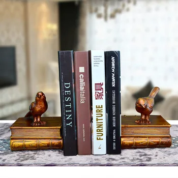 bir Çift Yaratıcı Sentetik Reçine Bookend Raf kuşlar Bookend Tutucu Ofis Malzemeleri Ev Dekorasyon Kitap Standı