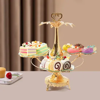 Cupcake Standı Ev Büfe Tatlı Kulesi Yuvarlak Dalga Cam Servis Tepsisi Kullanımlık Tedavi Yığılmış Pasta servis tabağı