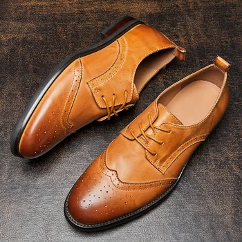 Dantel-Up İş erkek ayakkabısı yüksek kalite hakiki deri ayakkabı Erkekler Bahar tasarım ayakkabı Erkekler Elbise Ayakkabı Sonbahar Kış İnek Derisi