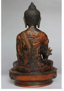 dekorasyon Eski Bronz 21 cm Eski Tibet Pirinç Budizm Bodhisattva Sakyamuni Buda Heykeli bronz Bakır Pirinç Korumak